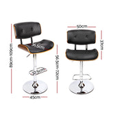 Artiss Set of 2 Wooden Gas Lift Bar Stools - Black and Chrome